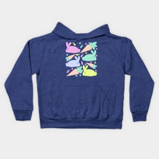 Cute Fluffy Bunnies With Blue Background Kids Hoodie